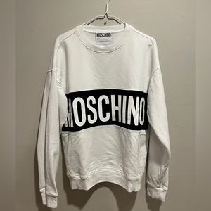 Moschino Logo Band Cotton White Sweatshirt